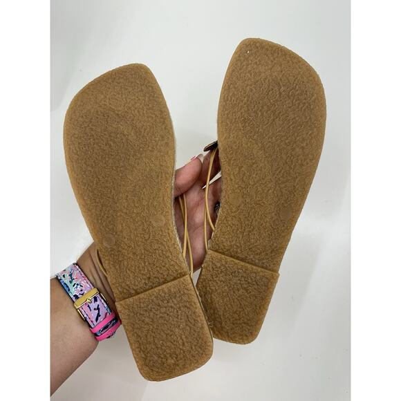 Sam & Libby Womens Sandals Size 6 M Flip Flops Brown Glitter Floral Jute Flats - Picture 5 of 10